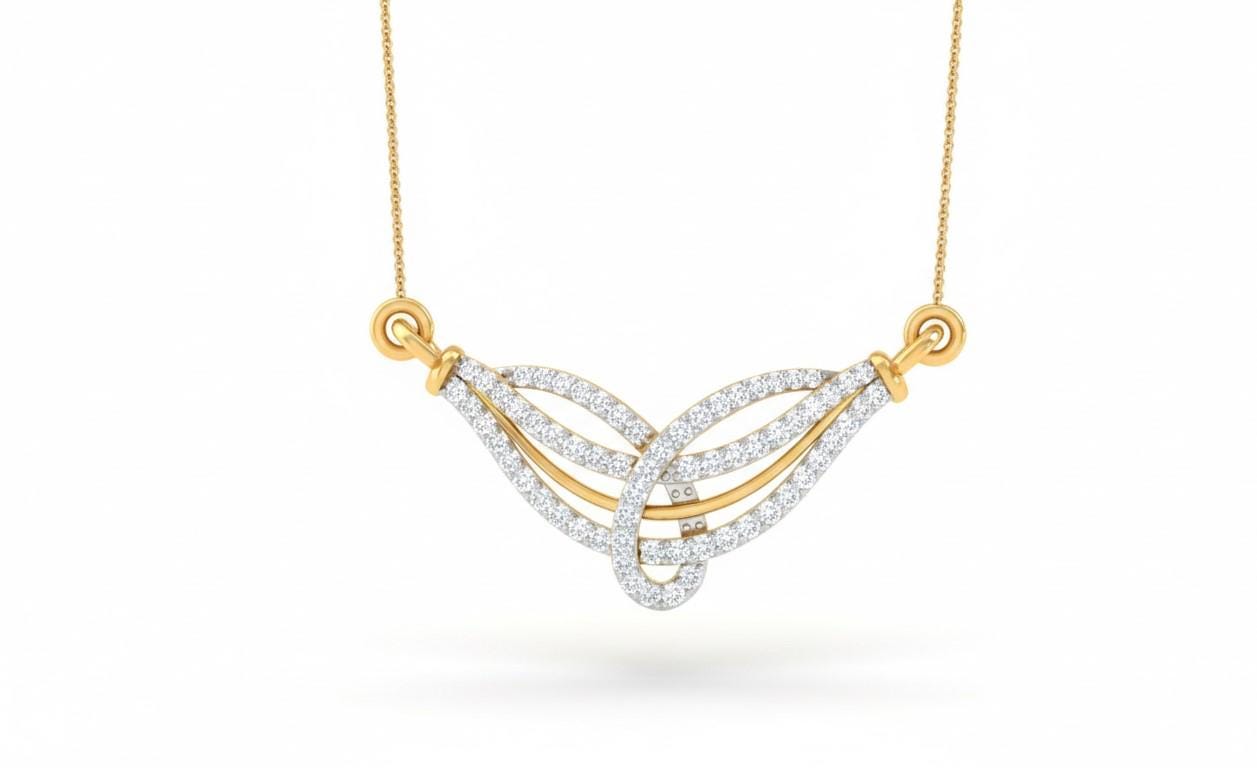 Moissanite Wave Pendant Necklace for Women | Gold, Rose Gold & Silver | Elegant Minimalist Jewelry