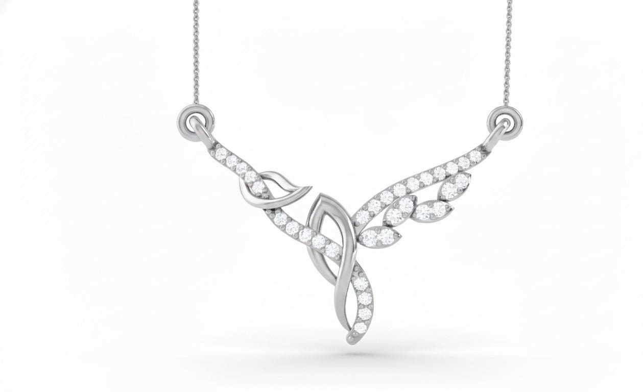 Moissanite Wing Pendant Necklace for Women | Gold, Rose Gold & Silver | Adjustable 22" Chain | Bridal & Valentine Gift