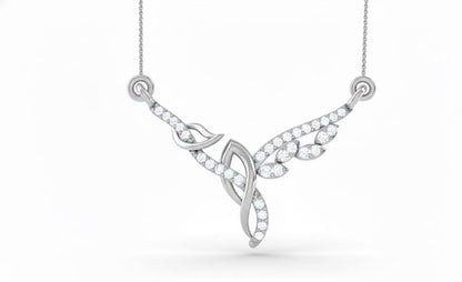 Moissanite Wing Pendant Necklace for Women | Gold, Rose Gold & Silver | Adjustable 22" Chain | Bridal & Valentine Gift