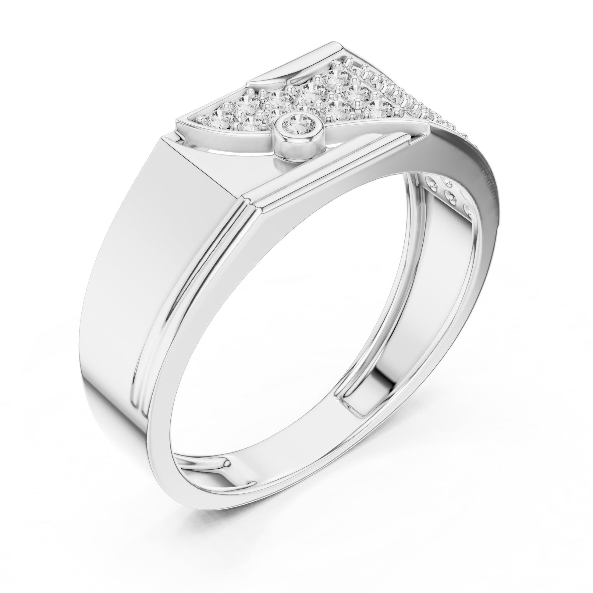 Riora luxury CZ statement ring for men and women, gold and silver band, hypoallergenic wedding or anniversary jewelry.