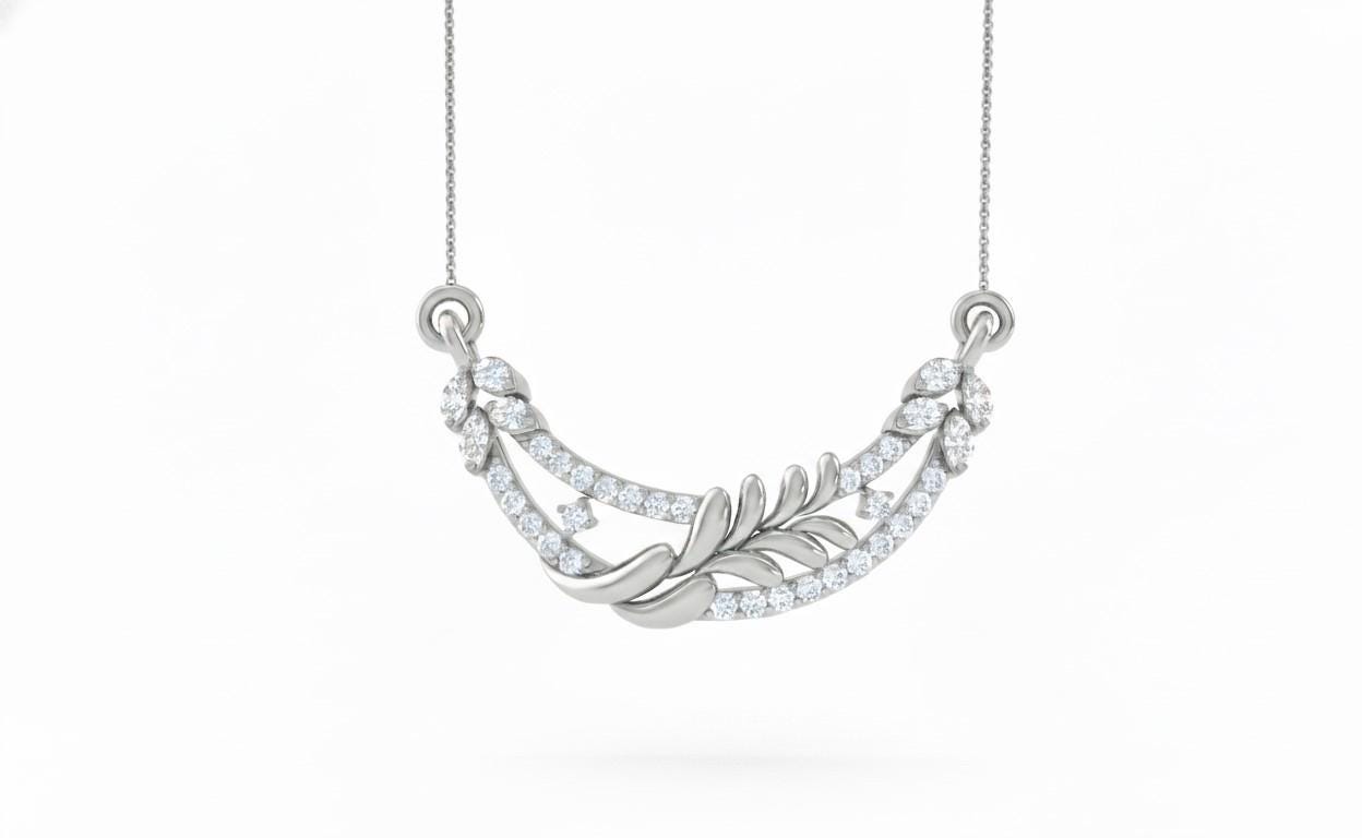 Moissanite Leaf Pendant Necklace | Gold, Rose Gold & Silver | Hypoallergenic Bridal Gift