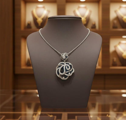 Moissanite Swirl Pendant Necklace for Women | Gold, Rose Gold & Silver | Bridal & Anniversary Gift