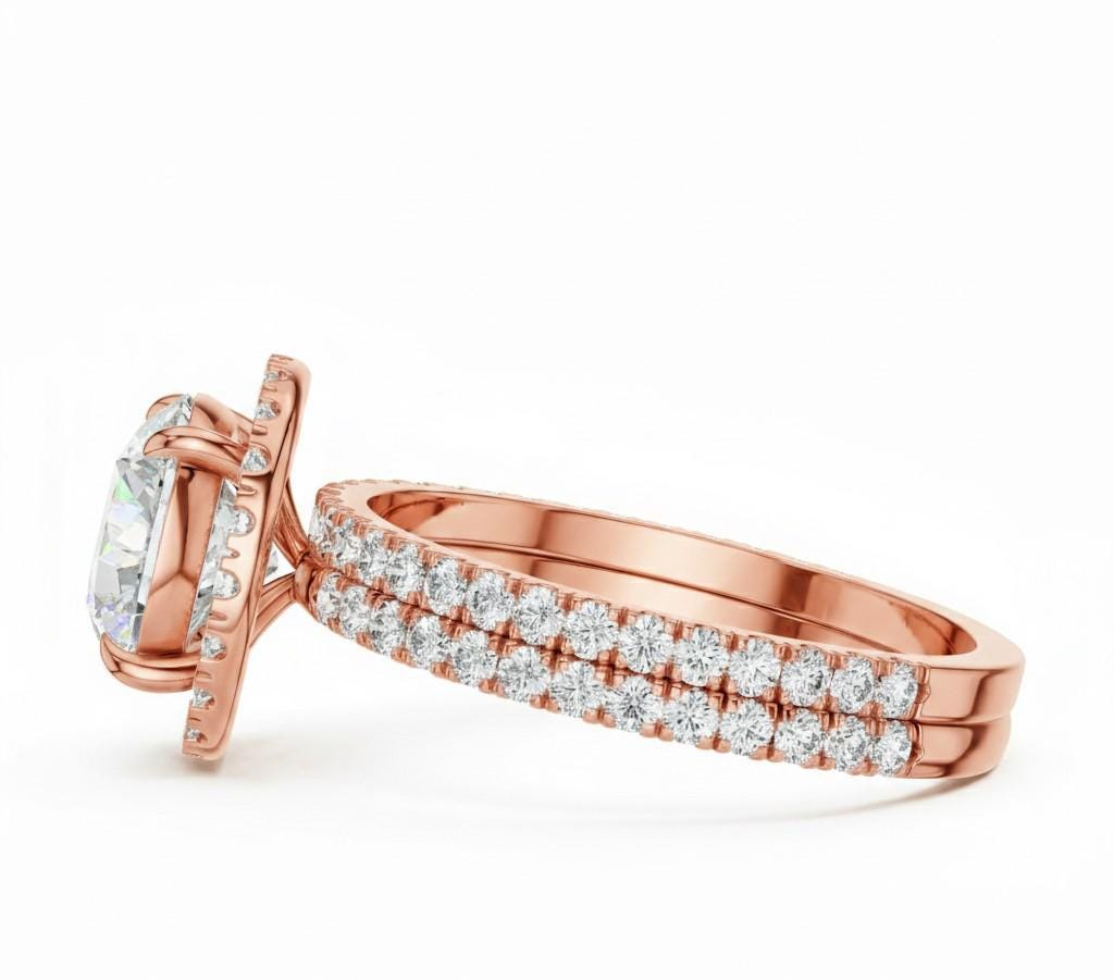 CZ Halo Engagement Ring | Gold, Rose Gold & Silver | Hypoallergenic Bridal Jewelry