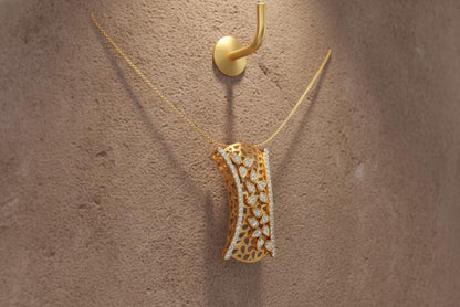 Riora Moissanite leaf pendant necklace in gold, rose, and silver with hypoallergenic chain, ideal Valentine gift for her.