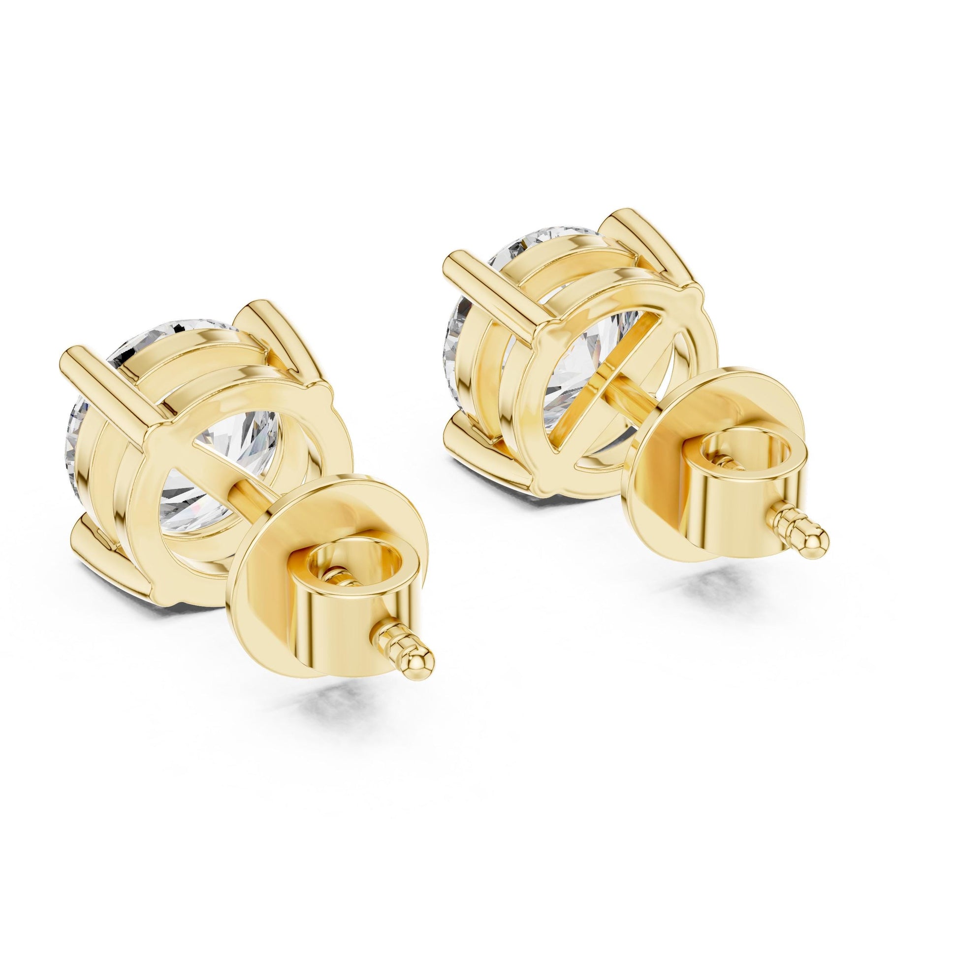 Riora moissanite diamond stud earrings in rose gold, minimalist bridal jewelry, dainty everyday gift for women, close-up shot