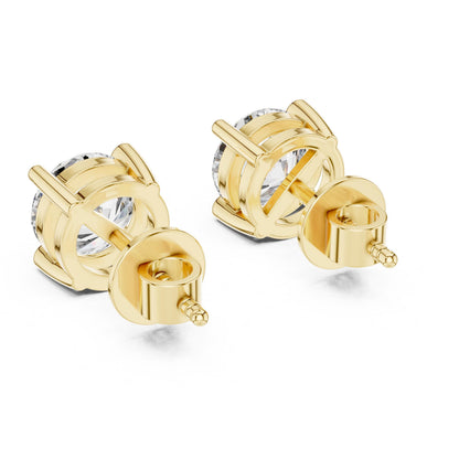 Riora moissanite diamond stud earrings in rose gold, minimalist bridal jewelry, dainty everyday gift for women, close-up shot