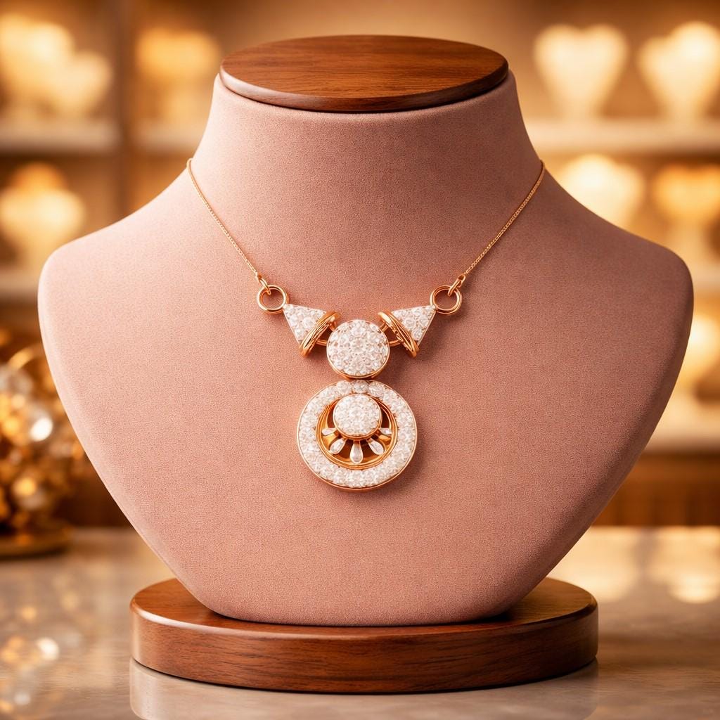 Riora moissanite bridal halo drop pendant necklace in rose gold and silver, elegant wedding jewelry for women.
