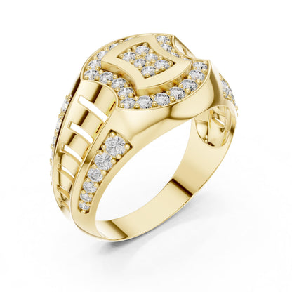 Gold-plated luxury moissanite statement ring for women, featuring bold design suitable for bridal and wedding jewelry.