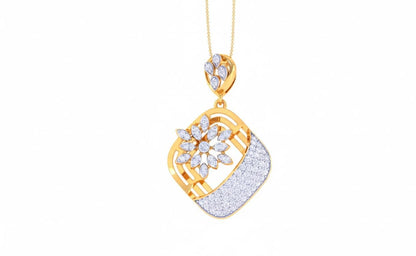 Floral Moissanite Pendant Necklace | 22 Inch Adjustable Chain