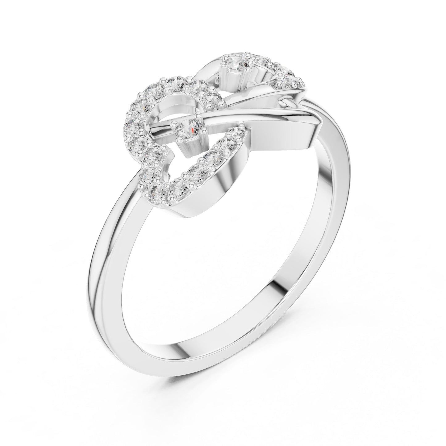Riora Infinity Heart Moissanite diamond ring in rose gold, featuring romantic minimalist love design for special occasions