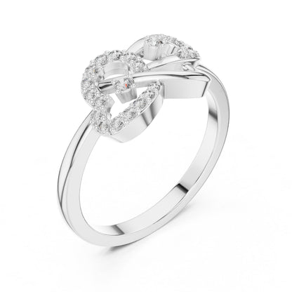 Riora Infinity Heart Moissanite diamond ring in rose gold, featuring romantic minimalist love design for special occasions