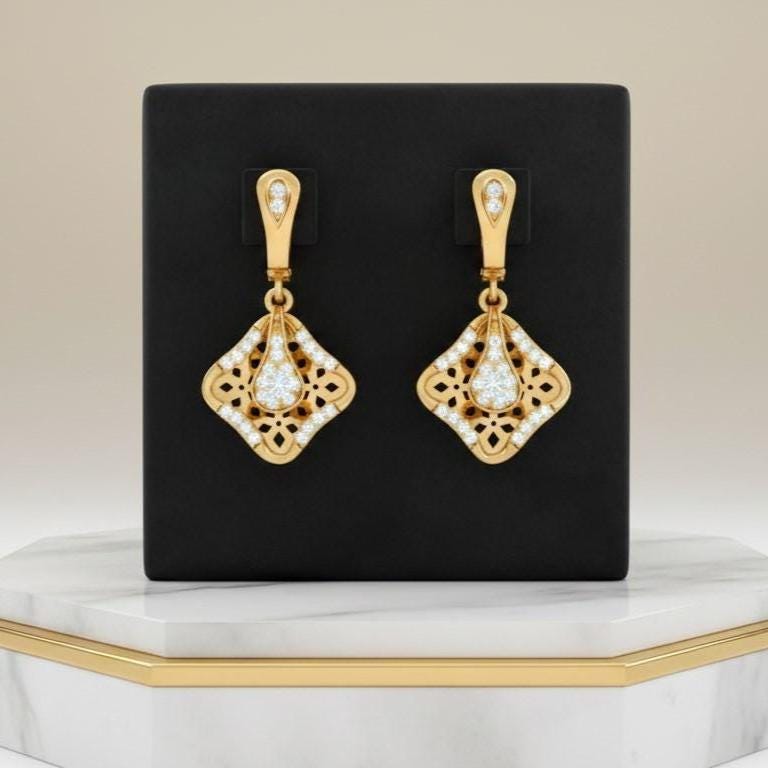 Moissanite Stud Dangle Earrings | Hypoallergenic | Gold, Rose Gold & Silver | Riora