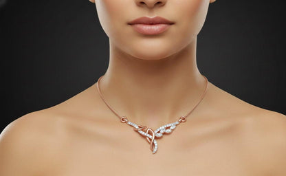 Moissanite Wing Pendant Necklace for Women | Gold, Rose Gold & Silver | Adjustable 22" Chain | Bridal & Valentine Gift