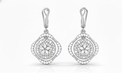 Moissanite Floral Drop Stud Earrings | Hypoallergenic Dangle Studs | Gold, Rose Gold & Silver | Riora