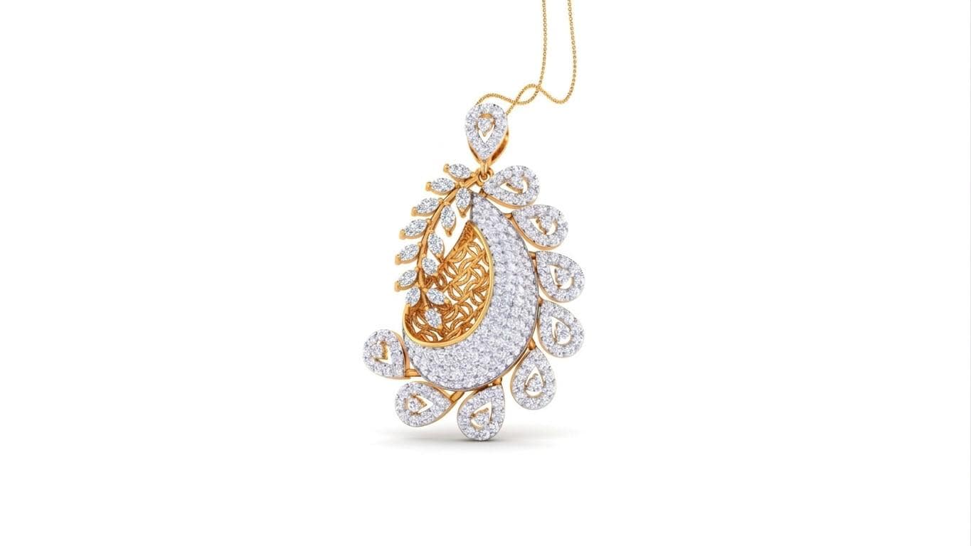 Riora paisley moissanite diamond pendant necklace with teardrop design, sparkling jewelry for women, elegant wedding gift accessory