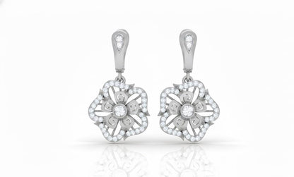 Moissanite Floral Drop Earrings for Women | Gold, Rose Gold & Silver | Bridal & Valentine Gift