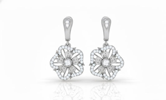 Moissanite Floral Drop Earrings for Women | Gold, Rose Gold & Silver | Bridal & Valentine Gift