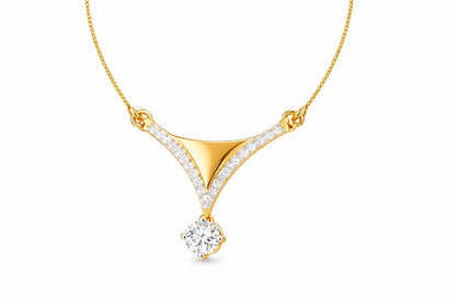 Riora Moissanite V pendant necklace in rose silver, elegant minimalist bridal jewelry perfect for wedding or special gift.