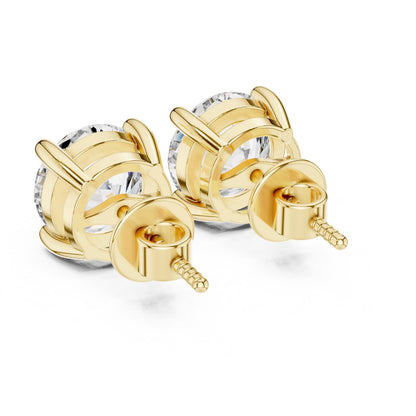 Riora 8mm round cut moissanite diamond stud earrings for women, minimalist sparkling jewelry with luxurious style.