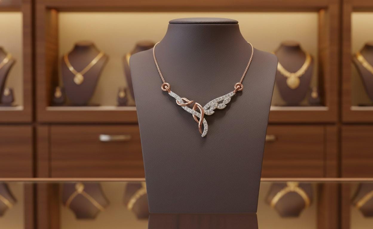 Moissanite Wing Pendant Necklace for Women | Gold, Rose Gold & Silver | Adjustable 22" Chain | Bridal & Valentine Gift