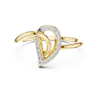 Riora moissanite halo heart ring in rose gold with diamond-style band, minimalist and romantic engagement or anniversary ring.