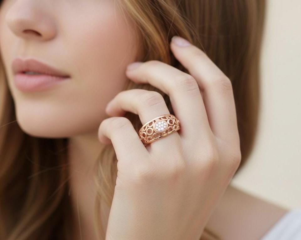 Moissanite Knot Ring | Intertwined Circle Promise Ring | Gold, Rose Gold & Silver | Hypoallergenic