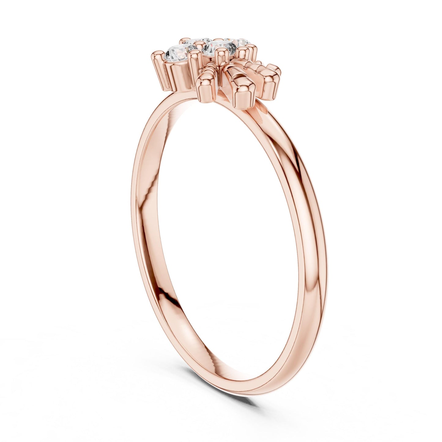 Riora floral moissanite diamond cluster ring with vintage flower design, showcasing a promise band for bridal or special occasions.