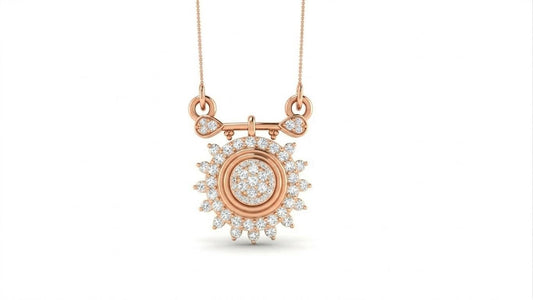 Riora Moissanite Sunburst Necklace in gold, rose, and silver, featuring a minimalist bridal pendant with sparkling sunburst design.