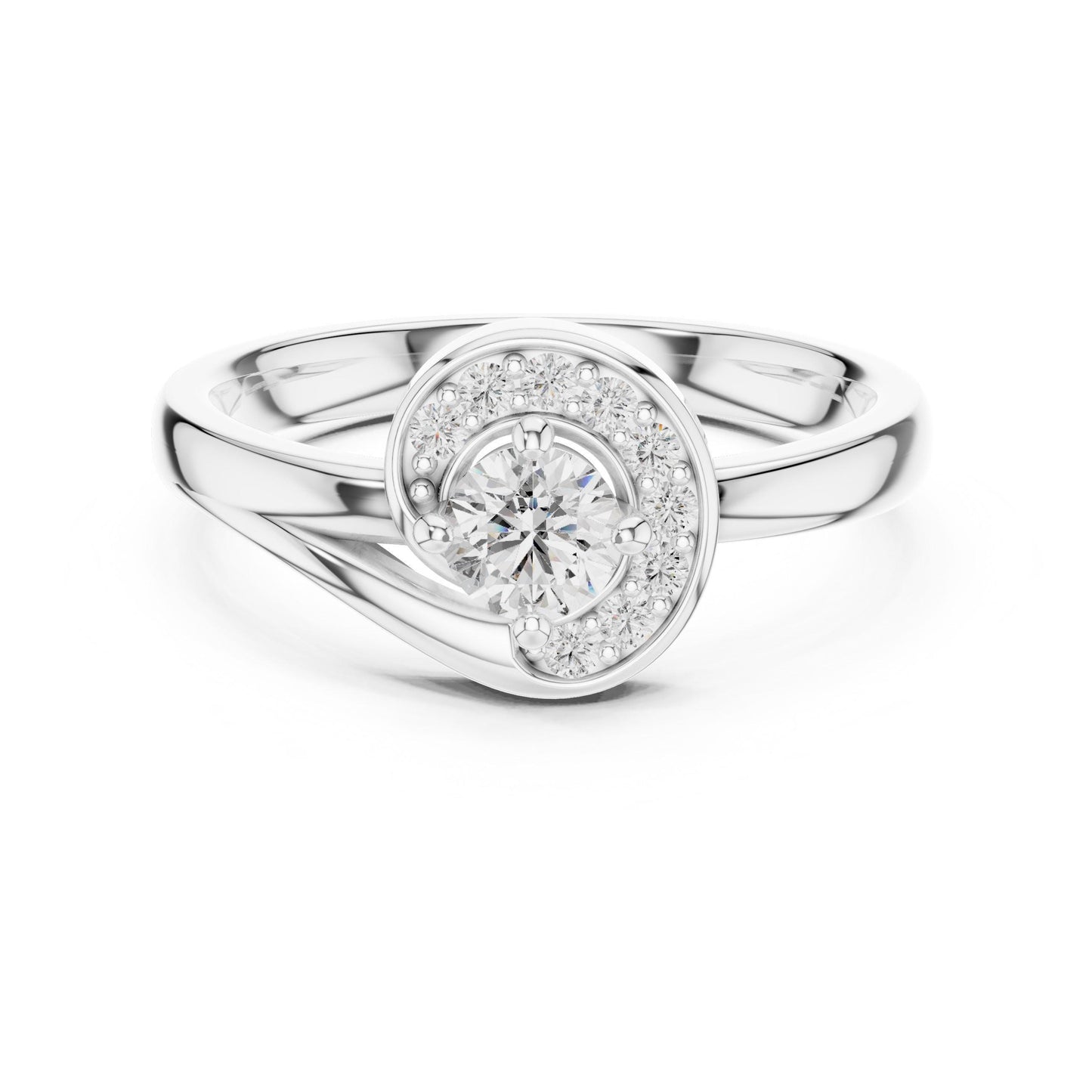 Riora moissanite diamond engagement band with vintage swirl design, perfect as a wedding or bridal gift for wife.