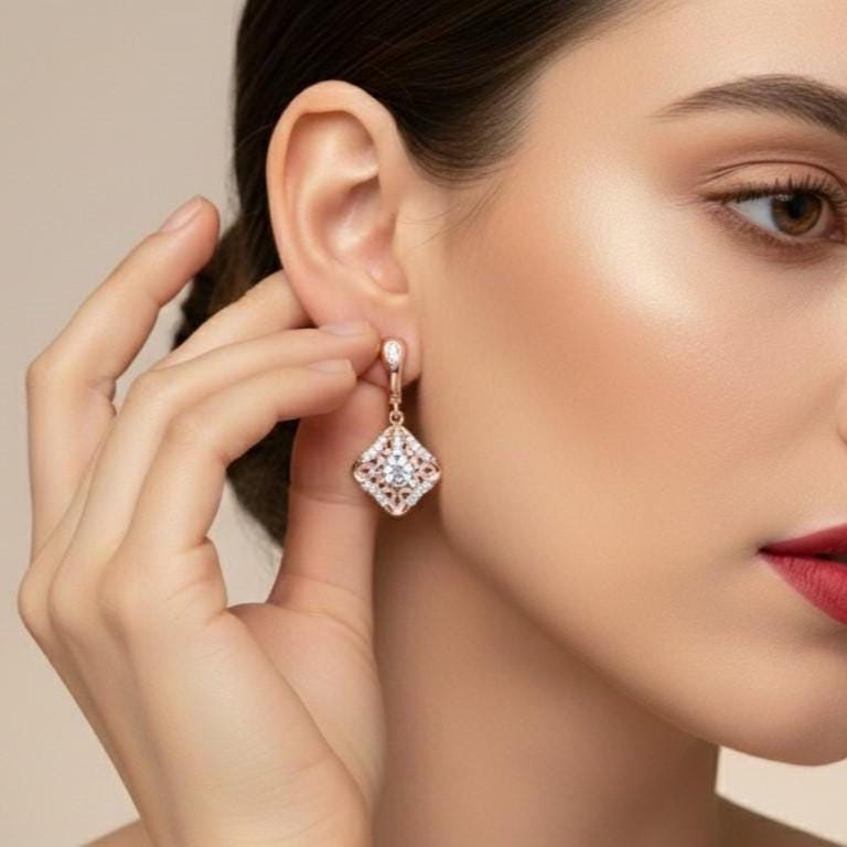 Moissanite Stud Dangle Earrings | Hypoallergenic | Gold, Rose Gold & Silver | Riora
