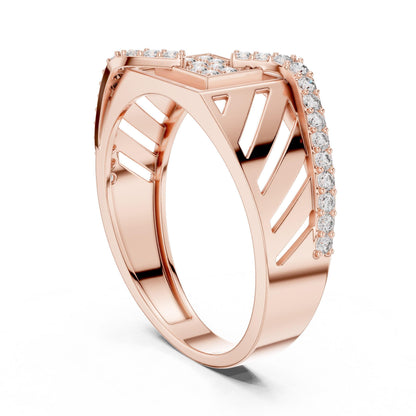 Riora Geometric Wave CZ wide band ring in gold and silver, hypoallergenic luxury jewelry for anniversaries and Valentine's Day.