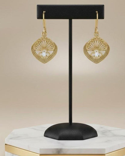 Moissanite Fan Drop Earrings | Hypoallergenic Dangle Earrings | Gold, Rose Gold & Silver