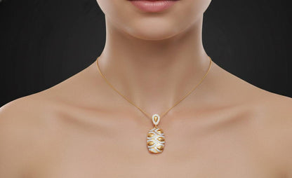 Leaf Pendant Necklace, Non-Allergenic Gold Jewelry, Adjustable Chain Moissanite
