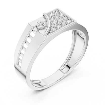 Luxury CZ statement ring by Riora featuring a gold or silver geometric band, hypoallergenic jewelry for men and women