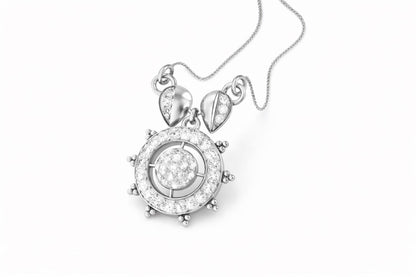 Riora moissanite halo pendant necklace in gold, rose gold, and silver, elegant bridal jewelry for women, wedding or gift accessory.