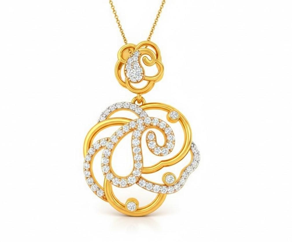 Moissanite Swirl Pendant Necklace for Women | Gold, Rose Gold & Silver | Bridal & Anniversary Gift