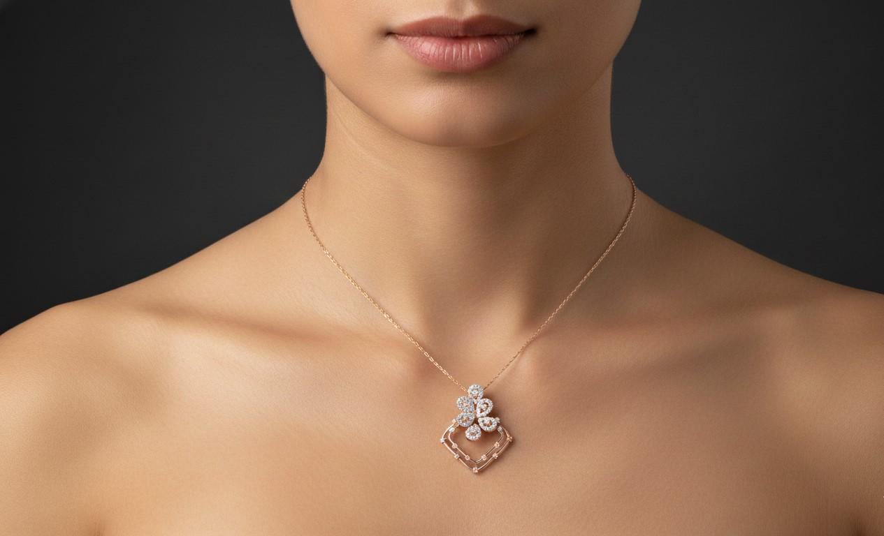 Moissanite Clover Pendant Necklace | Rose Gold & Silver, Hypoallergenic
