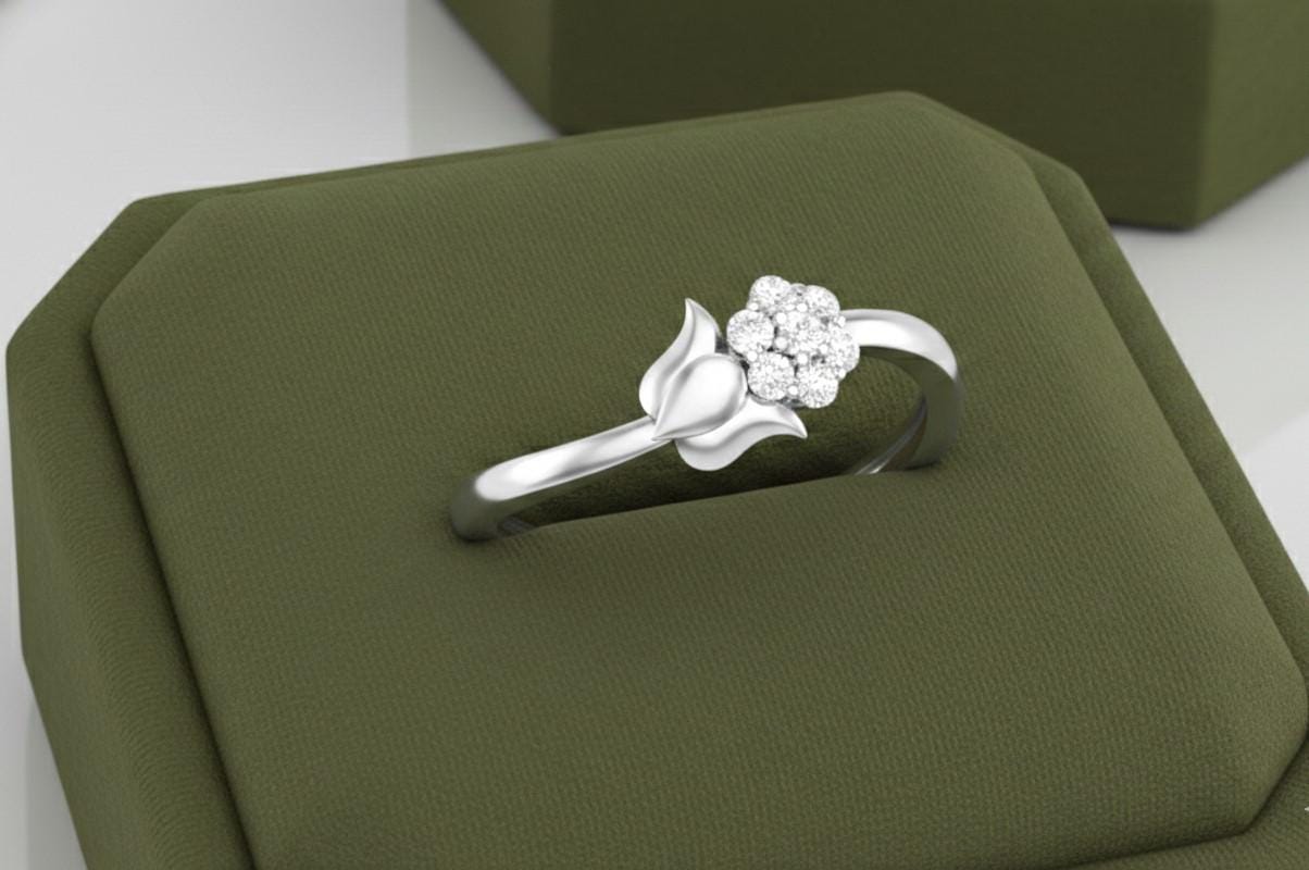 Moissanite Flower Ring | Rose Gold Silver Hypoallergenic Engagement & Promise Ring for Women