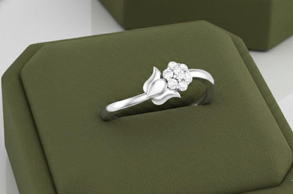 Moissanite Flower Ring | Rose Gold Silver Hypoallergenic Engagement & Promise Ring for Women