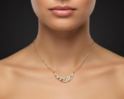 Rose gold moissanite diamond leaf necklace with minimalist design, bridal jewelry for women, elegant wedding pendant.
