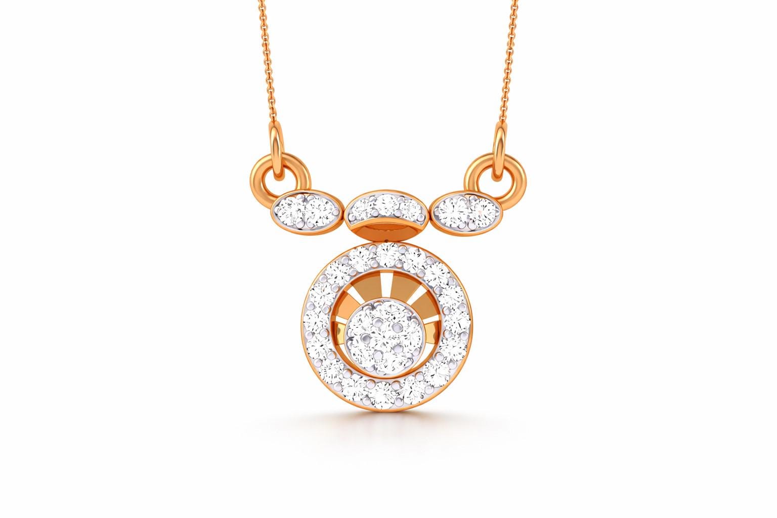 Riora moissanite halo pendant necklace in rose gold, silver, and gold with an adjustable chain, minimalist bridal jewelry.