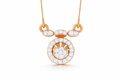 Riora moissanite halo pendant necklace in rose gold, silver, and gold with an adjustable chain, minimalist bridal jewelry.