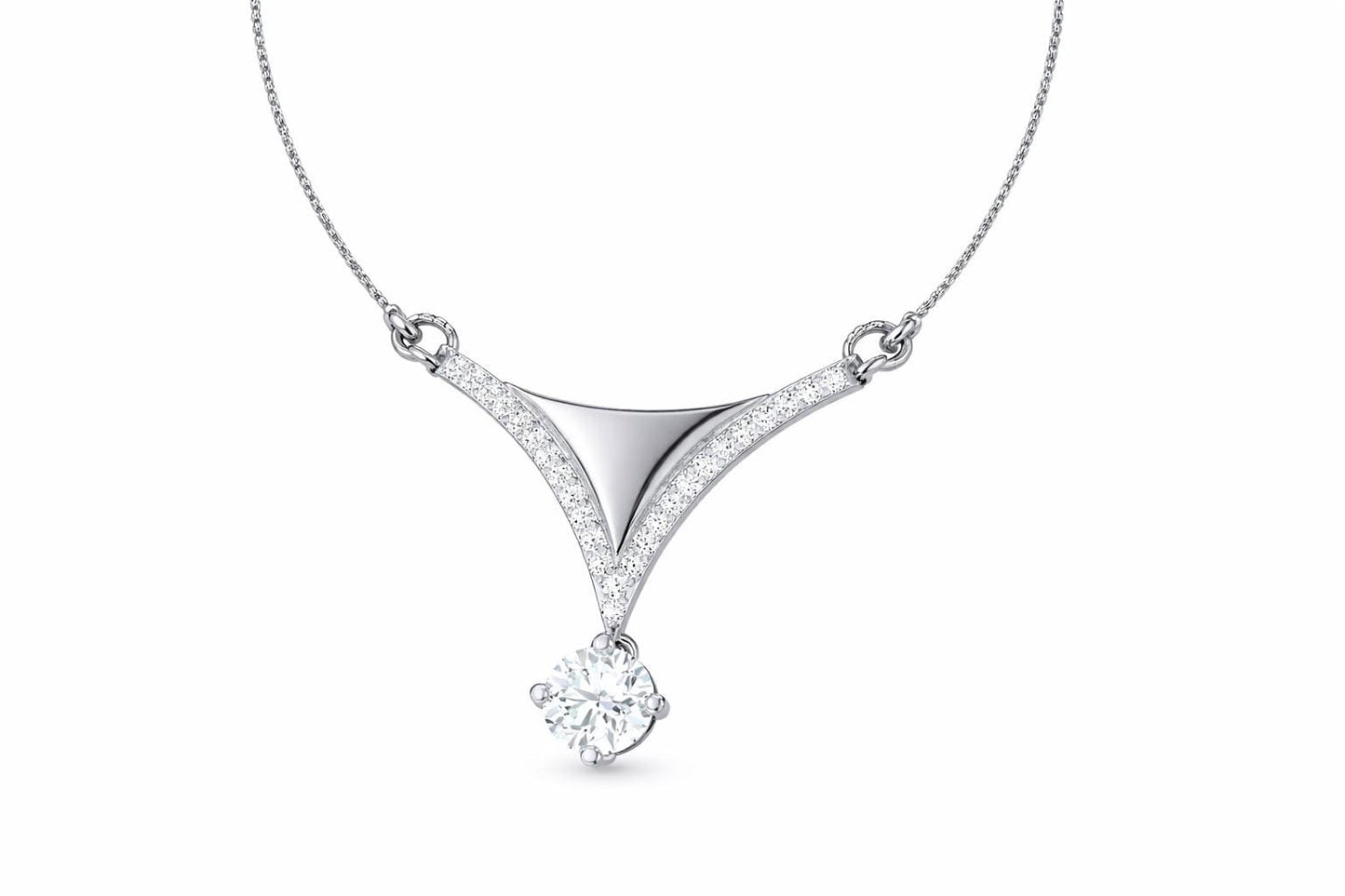 Riora moissanite diamond necklace and earring set with rose pendant, minimalist bridal jewelry for elegant gifting