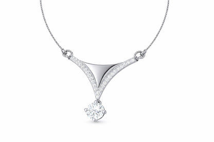 Riora moissanite diamond necklace and earring set with rose pendant, minimalist bridal jewelry for elegant gifting