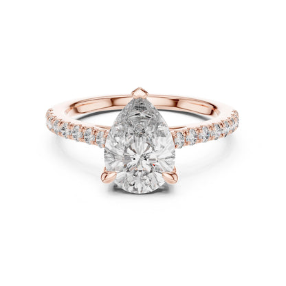Pear Cut CZ Ring | Gold Rose Gold Silver Engagement & Promise Ring