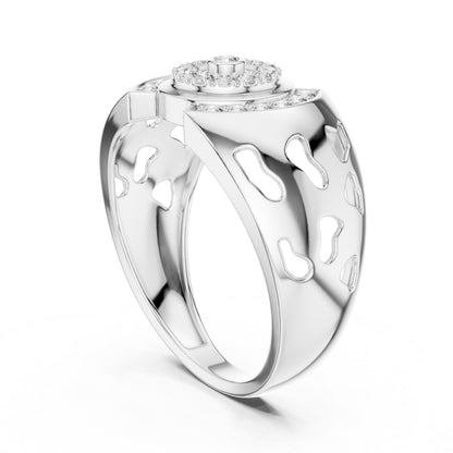 Riora luxury halo moissanite diamond gold rose engagement ring with statement design, bridal jewelry for wedding and anniversary.