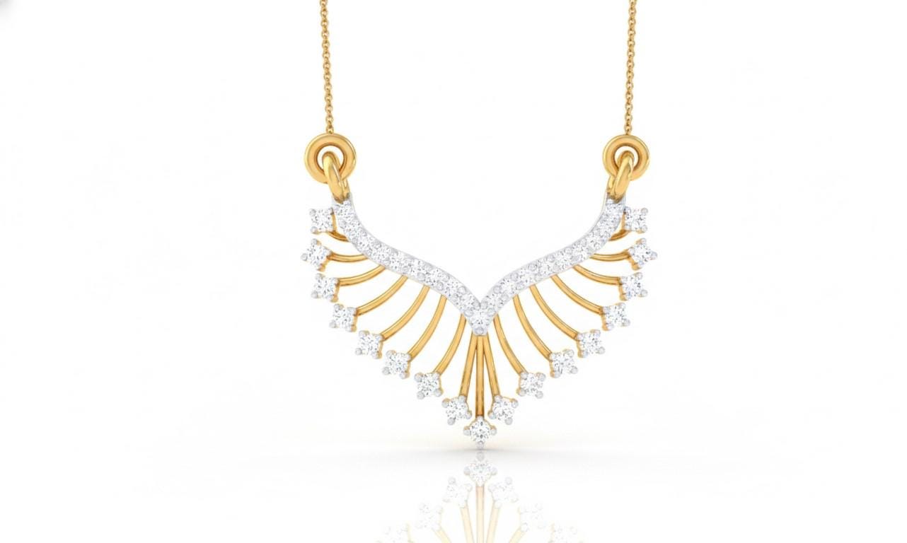 Gold and diamond necklace on a white background