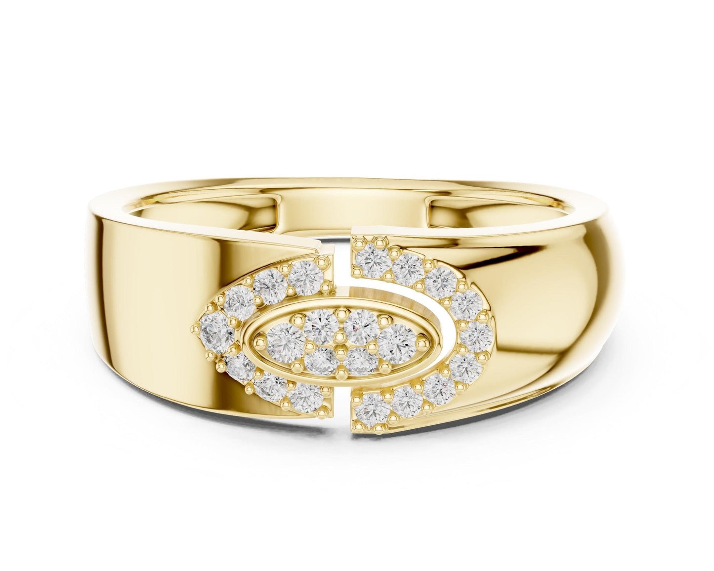 Riora moissanite statement band ring for women, dainty wedding or anniversary stackable bridal jewelry, with sparkling stones