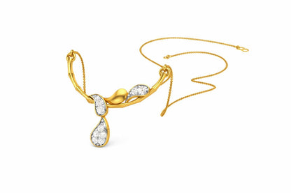 Riora gold rose moissanite drop pendant necklace with elegant minimalist design, perfect for bridal or special occasions.