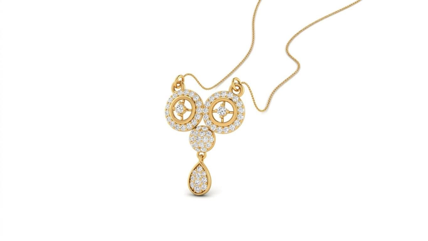 Riora Moissanite circle drop necklace with gold, rose, and silver pendant, minimalist bridal jewelry for elegant wedding accessories